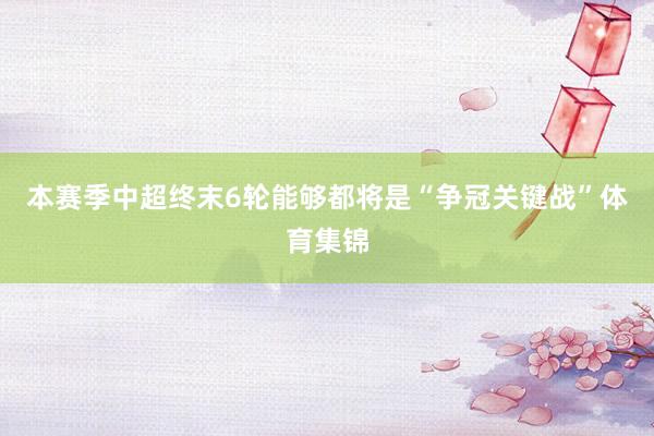 本赛季中超终末6轮能够都将是“争冠关键战”体育集锦