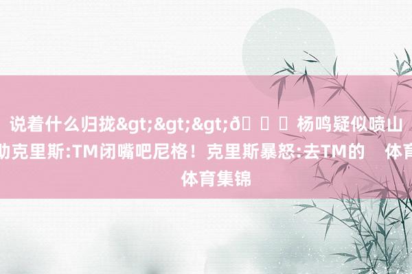 说着什么归拢>>>👀杨鸣疑似喷山东外助克里斯:TM闭嘴吧尼格！克里斯暴怒:去TM的    体育集锦