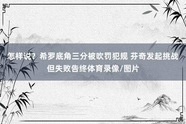 怎样说？希罗底角三分被吹罚犯规 芬奇发起挑战但失败告终体育录像/图片